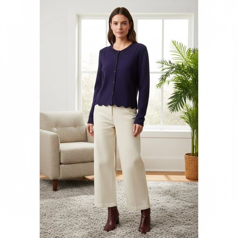 Sandro purple cropped knit cardigan size 3/US 8 - Picture 1 of 9